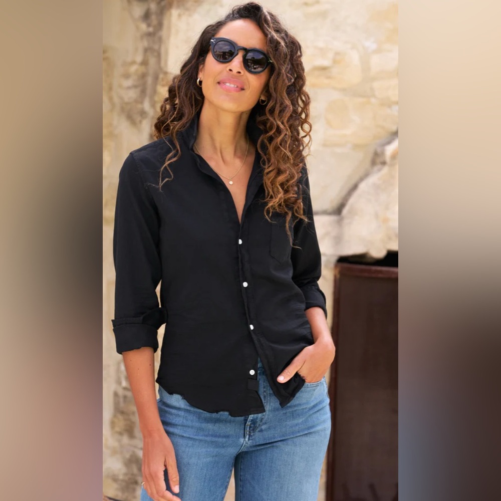 Frank‎ & Eileen $278 Barry Black Famous Denim Small Button Down Comfy Beach